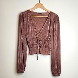 Zara Dusty Rose‎ V-Neck Blouse